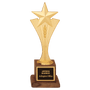 Casted Goldtone Star with Walnut Finish Base - Large - Laser Engraved Gift