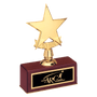 Polished Metal Goldtone Cast Star/Rosewood Piano Finish Base/ Brass Plate - Laser Engraved Gift