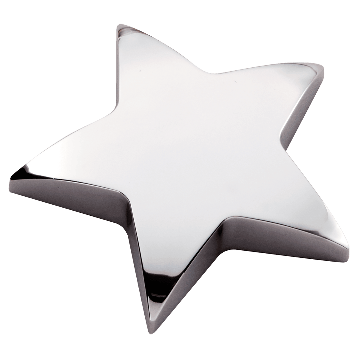 Chrome Plated Metal Star Paperweight - Laser Engraved Gift