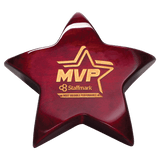 Piano Finish Star Paperweight with Felt Bottom - Laser Engraved Gift