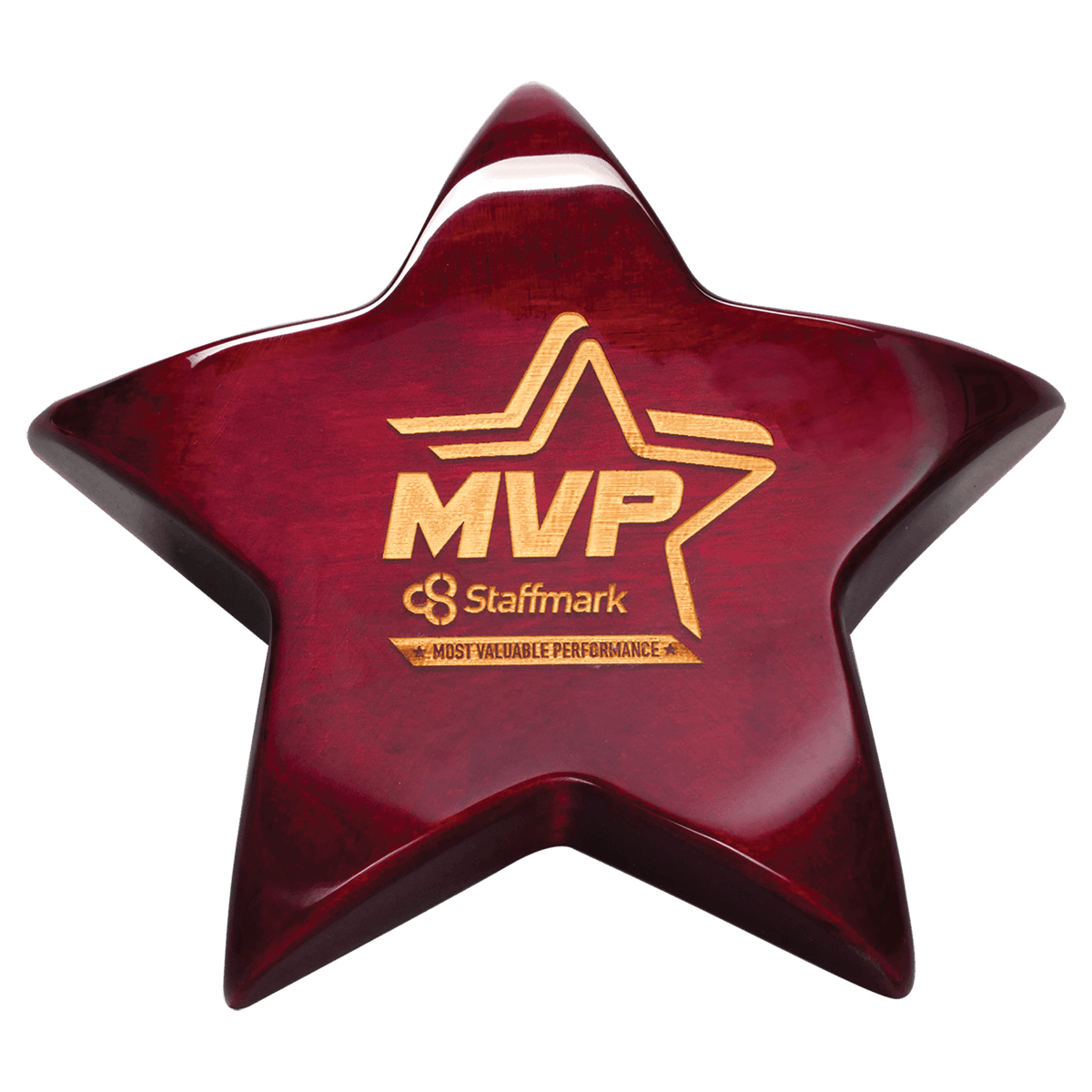 Piano Finish Star Paperweight with Felt Bottom - Laser Engraved Gift