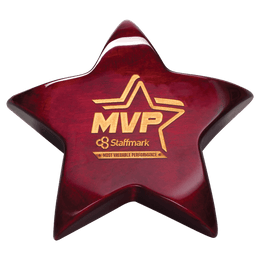 Piano Finish Star Paperweight with Felt Bottom - Laser Engraved Gift