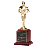Cast Metal Classic Achiever Figure/Rosewood Piano Finish Base/ Brass Plate - Laser Engraved Gift
