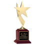 Star Casting in Goldtone Finish on Rosewood Piano Finish Base/ Brass Plate - Laser Engraved Gift