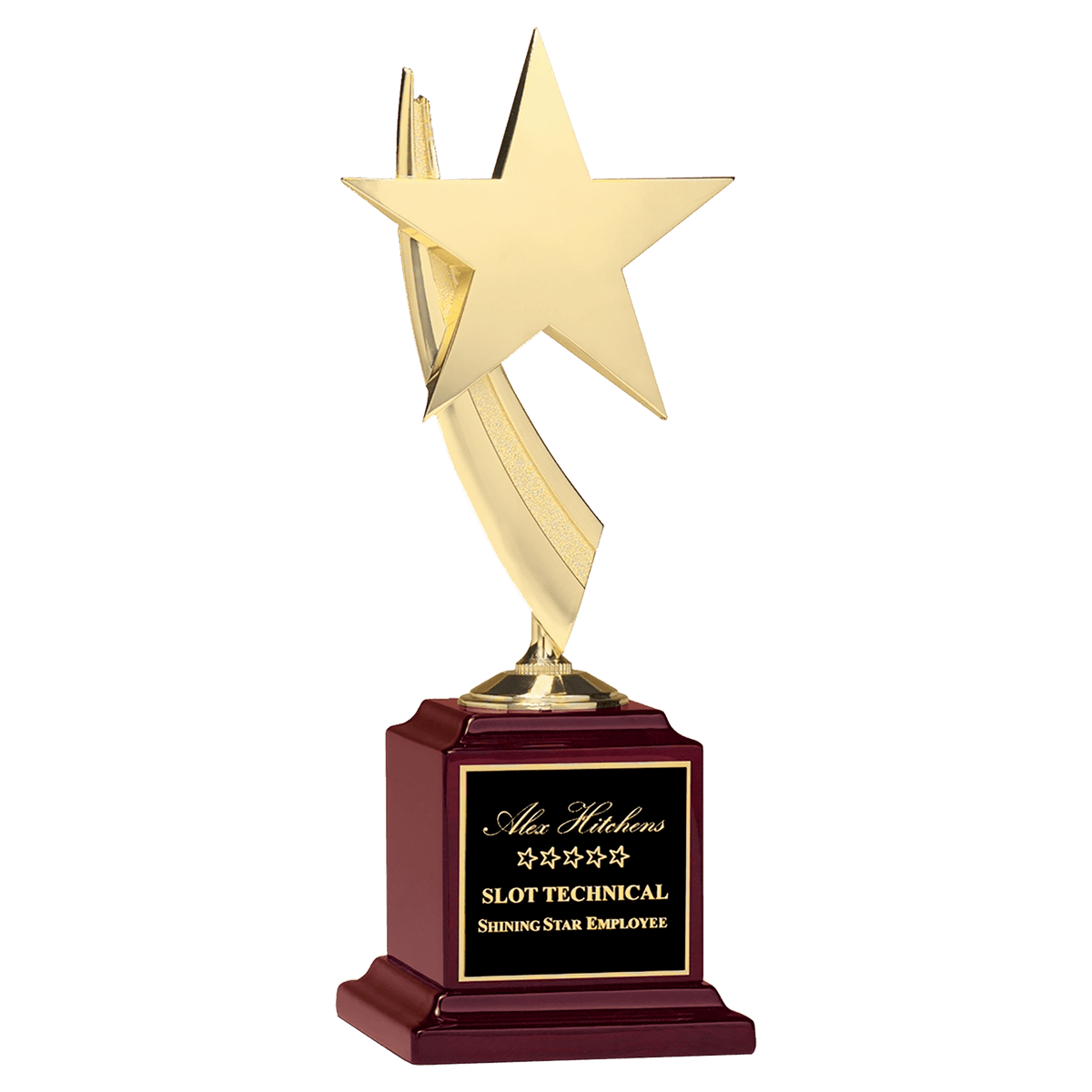 Star Casting in Goldtone Finish on Rosewood Piano Finish Base/ Brass Plate - Laser Engraved Gift