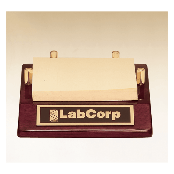 Rosewood Piano Finish Post-It Note Holder with Plate - Laser Engraved Gift