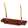 Double Gold-Tone Pen Set on Rosewood Piano Finish Base - Laser Engraved Gift