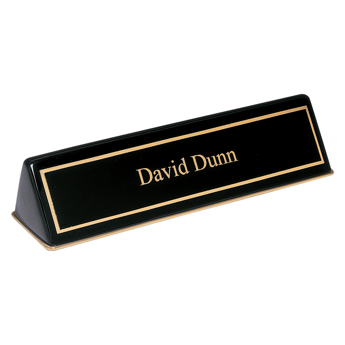Piano Finish Desk Wedge with Plate - Laser Engraved Corporate Gift