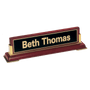 Rosewood Piano Finish Nameplate with Gold Metal Accents - Laser Engraved Corporate Gift