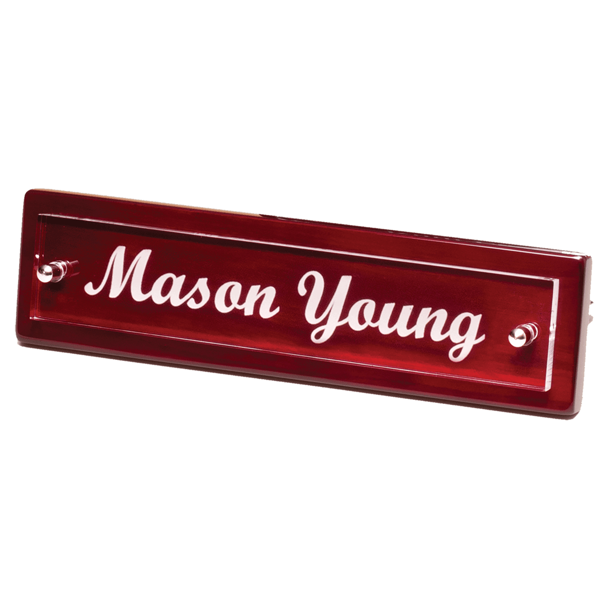 Piano Finish Desk Nameplate w/ Acrylic Engraving Plate - Laser Engraved Corporate Gift
