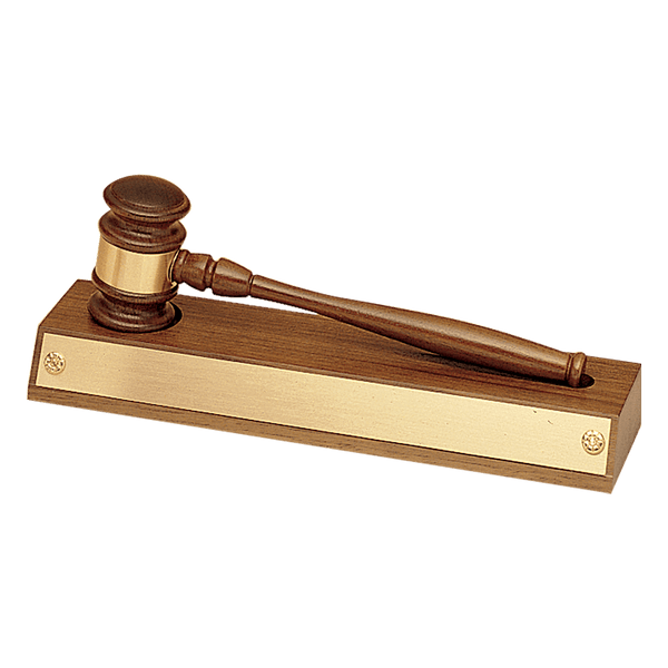 Walnut Gavel Base with Brass Plate (Base Only) - Laser Engraved Gift