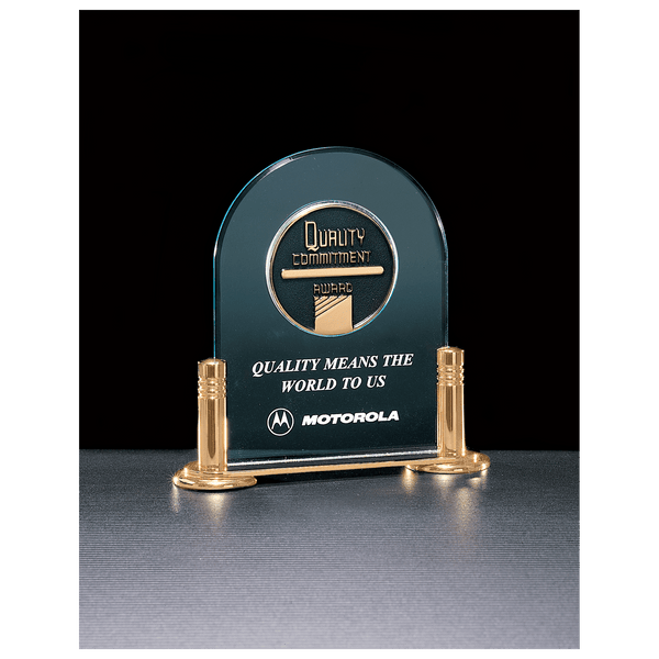 Airflyte Series Jade Acrylic w/-Plated Brass Base and 2 1/2" CAM Insert - Laser Engraved Gift