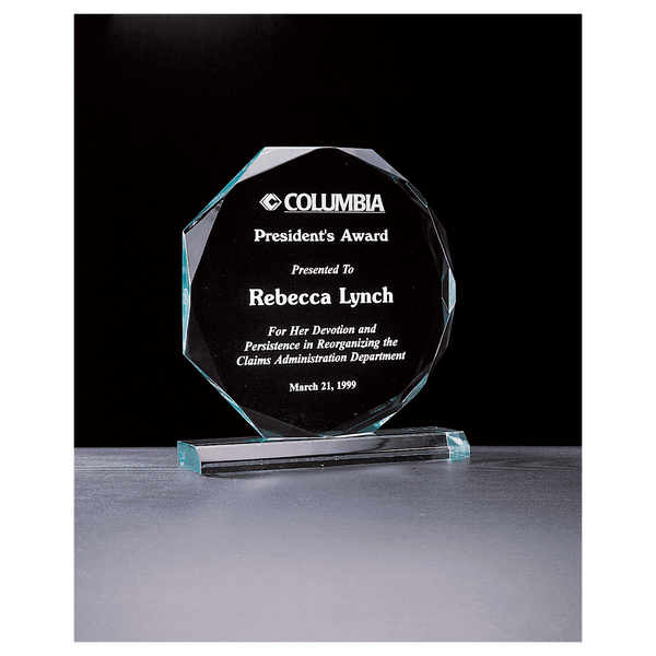Octagon Series Jade Acrylic Award - Laser Engraved Gift