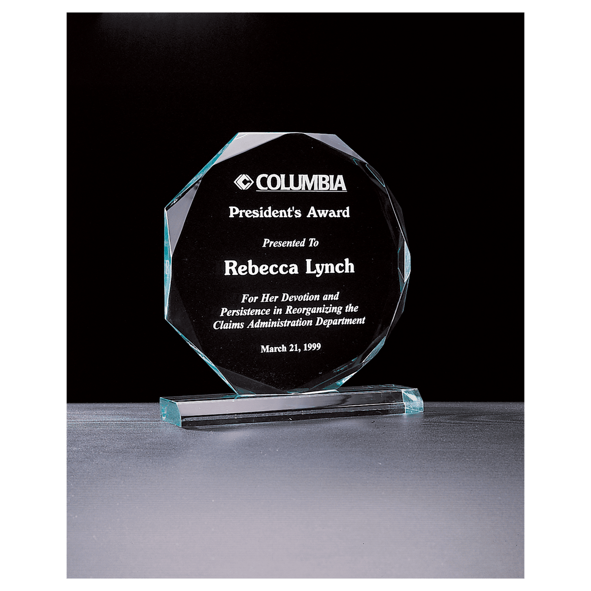 Octagon Series Jade Acrylic Award - Laser Engraved Gift