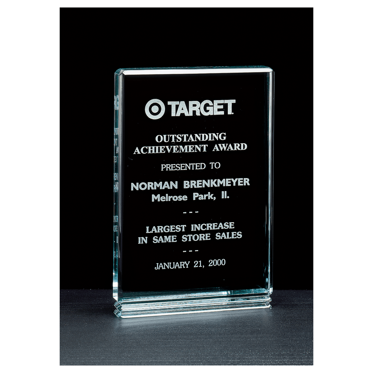 Classic Series Jade Acrylic Free Standing Award - Laser Engraved Gift