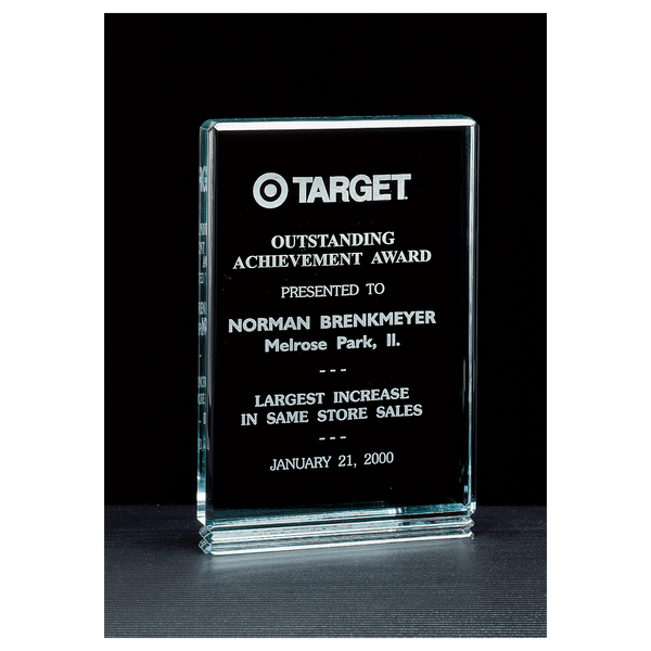 Classic Series Jade Acrylic Free Standing Award - Laser Engraved Gift