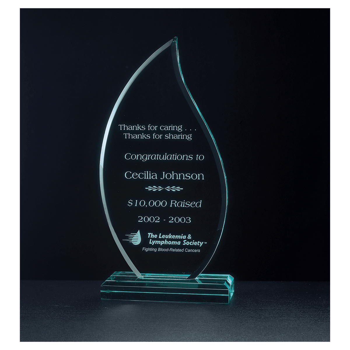 Flame Series Jade Acrylic Award - Laser Engraved Gift