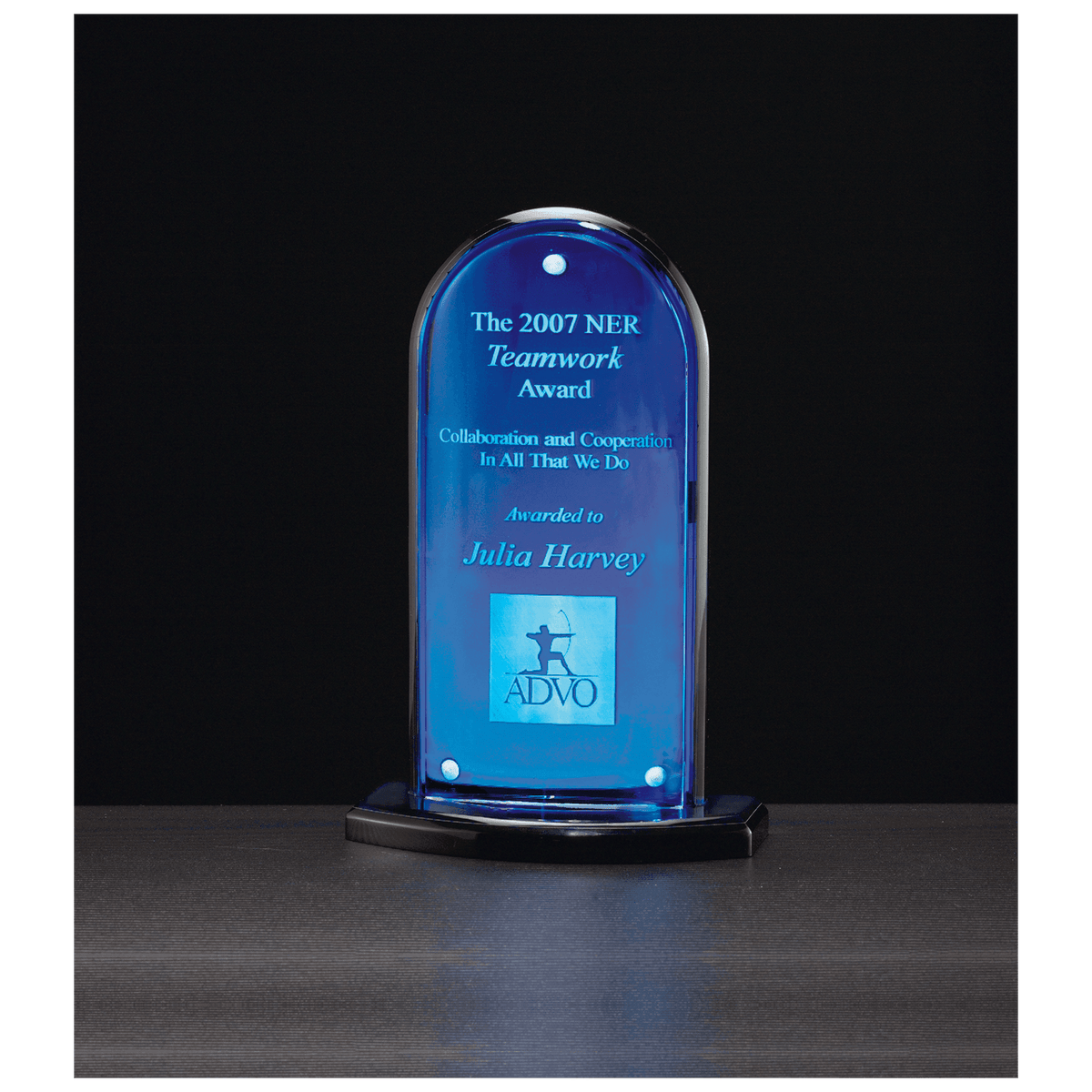 Arch Series Acrylic, Mirror Upright, Black Base with Convex Acrylic Front - Laser Engraved Gift