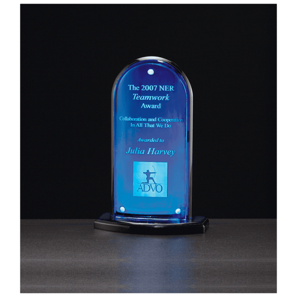 Arch Series Acrylic, Mirror Upright, Black Base with Convex Acrylic Front - Laser Engraved Gift