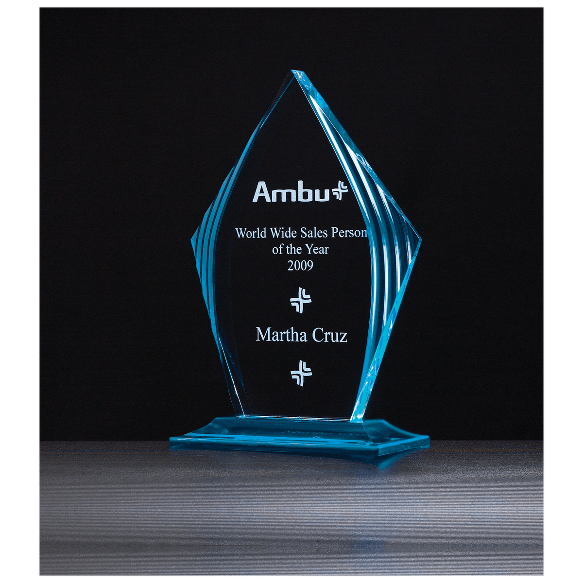 Flame Series Acrylic with Accented Upright and Base - Laser Engraved Gift