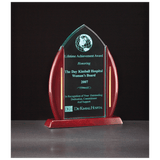 Flame Jade Acrylic with Piano Finish Base and Posts, Gold Metal Accents - Laser Engraved Gift