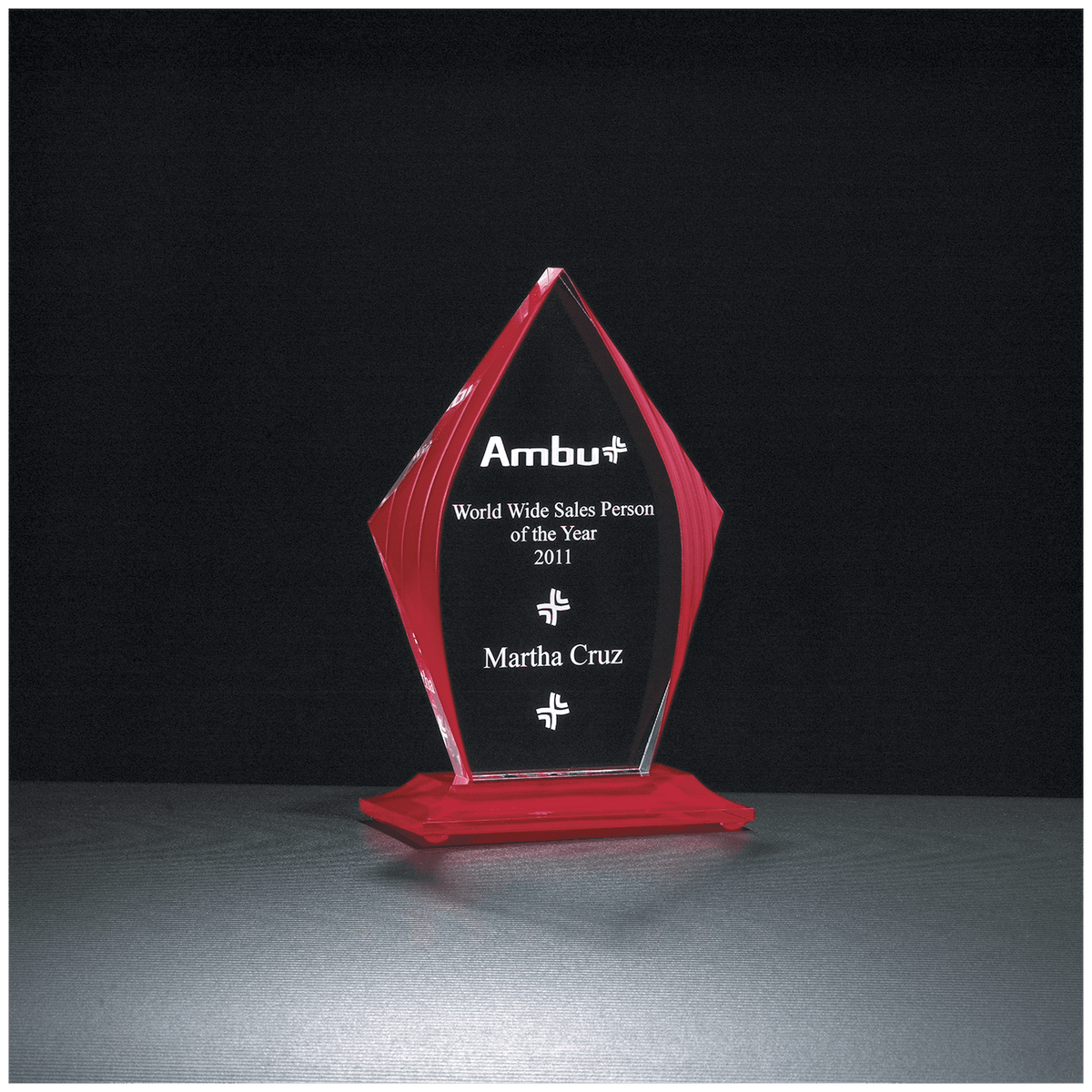 Flame Series Acrylic with Accented Upright and Base - Laser Engraved Gift