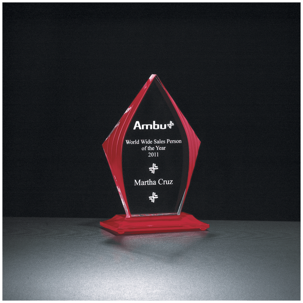 Flame Series Acrylic with Accented Upright and Base - Laser Engraved Gift