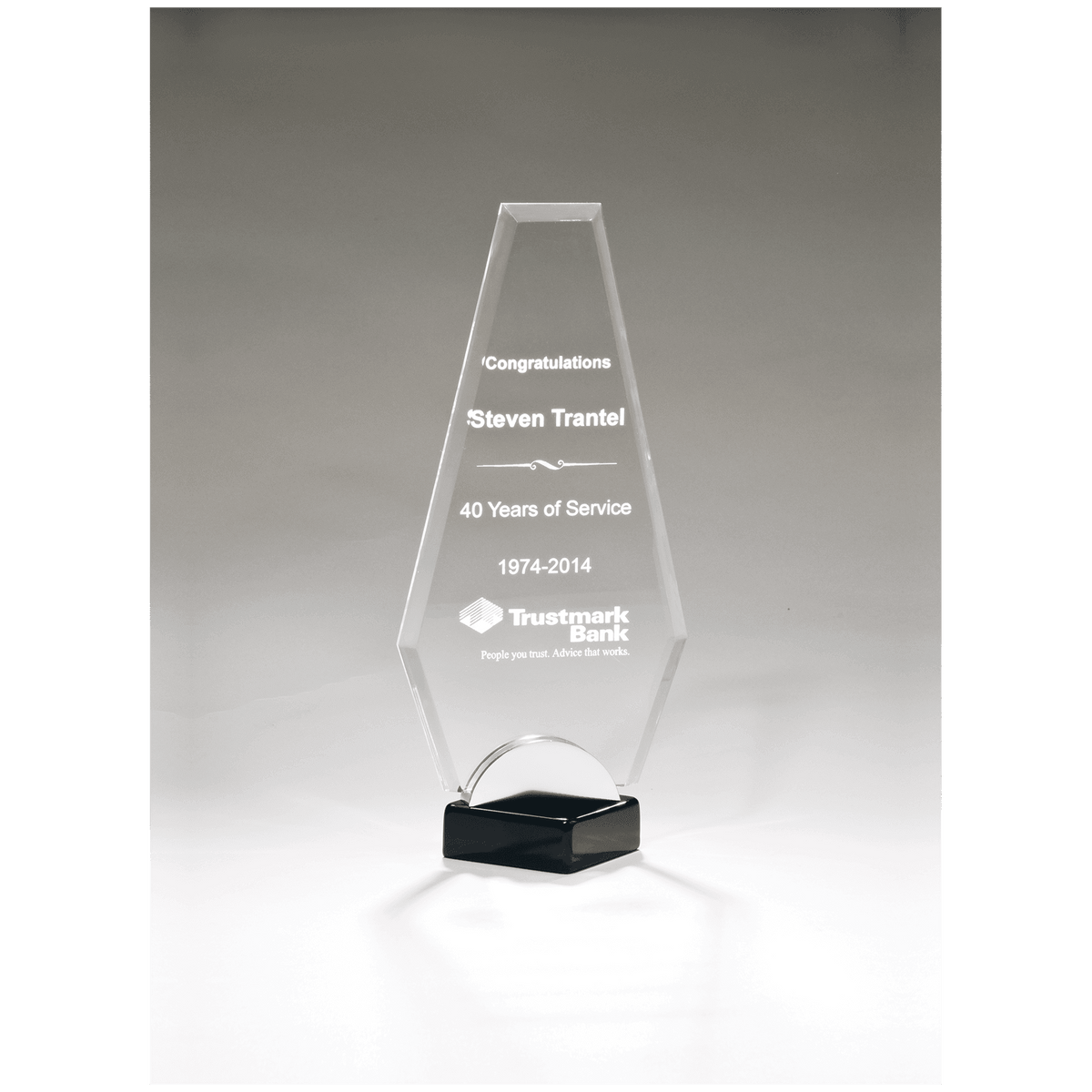 Flame Series Acrylic with and Silver Metal Base - Laser Engraved Gift