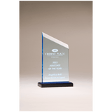 Zenith Series Acrylic with Accents, Black Base with Blue Mirror Top - Laser Engraved Gift
