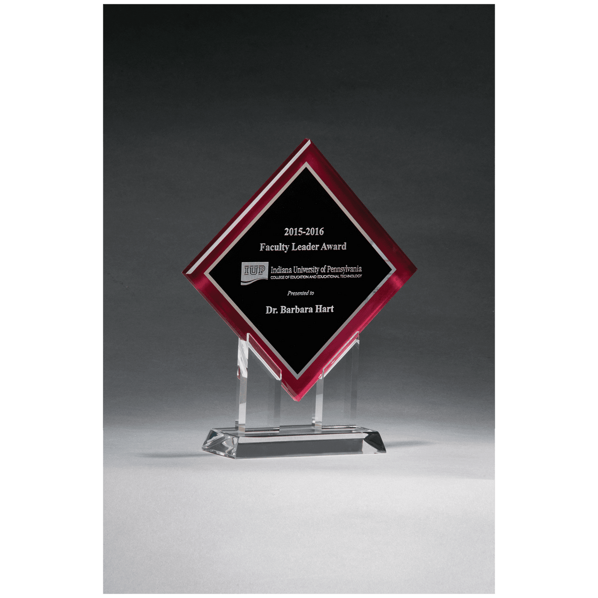 Diamond Series Acrylic w/Printed Border, Silver Mirror Highlights - Laser Engraved Gift