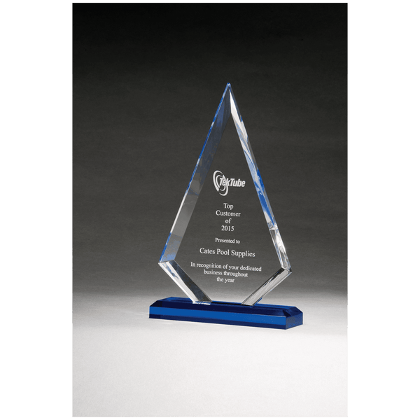 Arrow Series Clear Acrylic with Highlights and Blue Base - Laser Engraved Gift