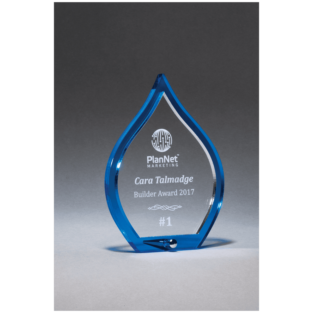 Flame Acrylic with Clear Pop-Out Center and Silver Metal Post - Laser Engraved Gift