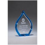 Flame Acrylic with Clear Pop-Out Center and Silver Metal Post - Laser Engraved Gift