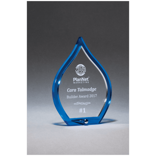 Flame Acrylic with Clear Pop-Out Center and Silver Metal Post - Laser Engraved Gift