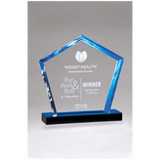 Diamond Series Acrylic Award with Accent and Blue Mirror-Topped Base - Laser Engraved Gift