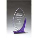 Tidal Series Acrylic with Printed Violet Accent and Violet Mirror-Topped Base - Laser Engraved Gift