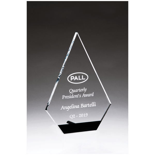 Diamond Series Clear Acrylic with Accent and Silver Post - Laser Engraved Gift