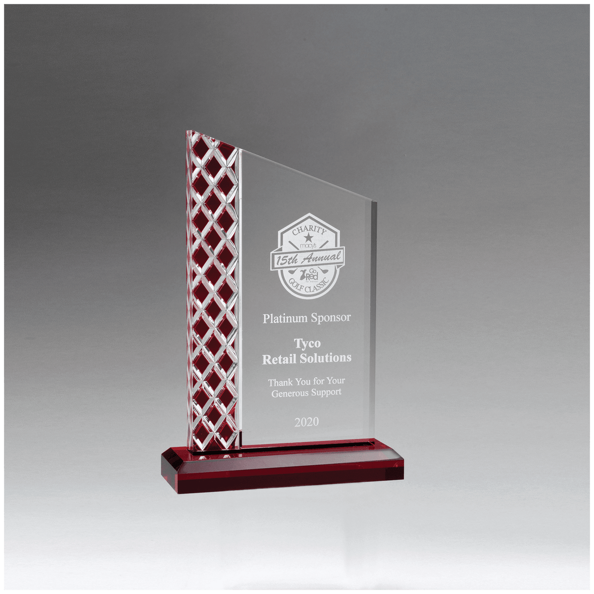 Zenith Series Clear Acrylic with Lattice Pattern and Metallic Accent - Laser Engraved Gift