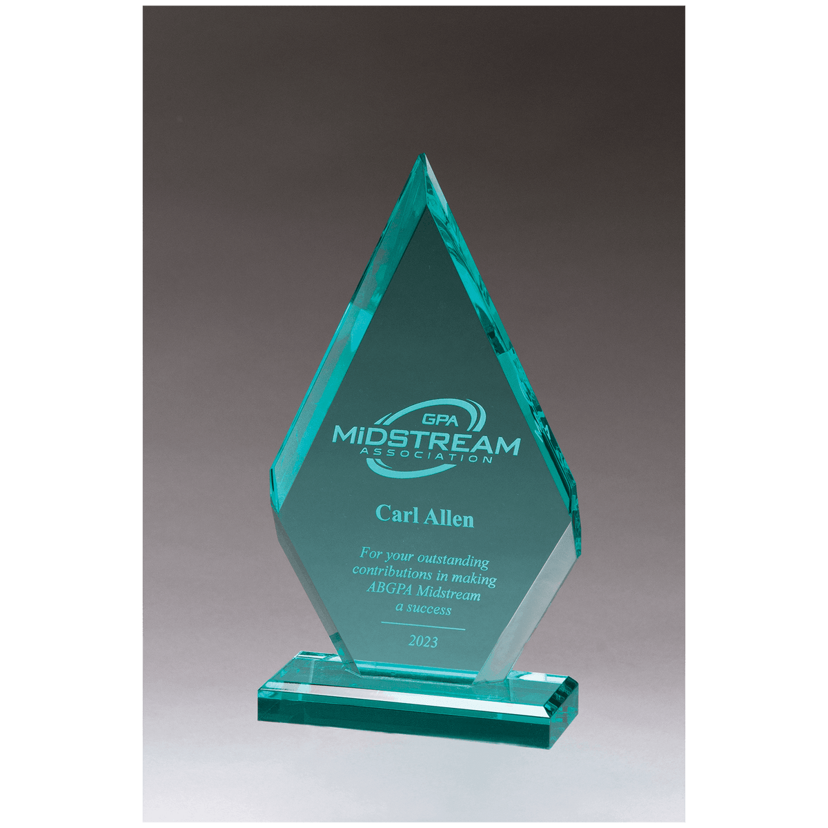 Flame Series Beveled Jade Acrylic Award - Laser Engraved Gift