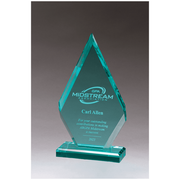 Flame Series Beveled Jade Acrylic Award - Laser Engraved Gift