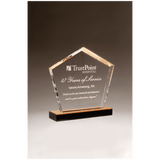 Diamond Series Acrylic with Gold Accent and Gold Mirror Top Base - Laser Engraved Gift