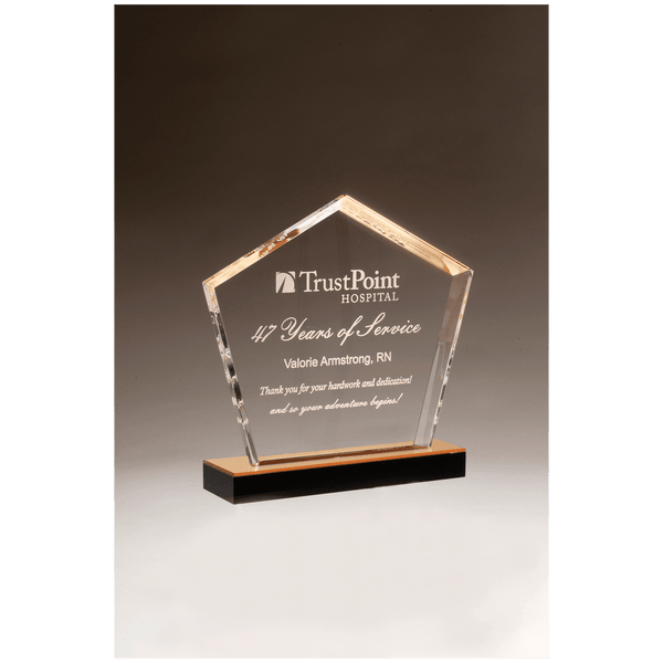Diamond Series Acrylic with Gold Accent and Gold Mirror Top Base - Laser Engraved Gift