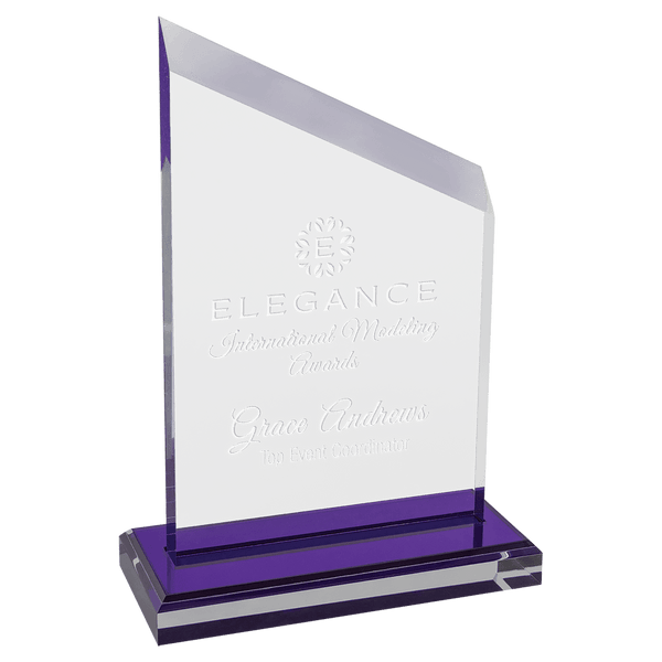 Zenith Series Acrylic with Purple Accents, Base with Purple Mirror Top - Laser Engraved Gift