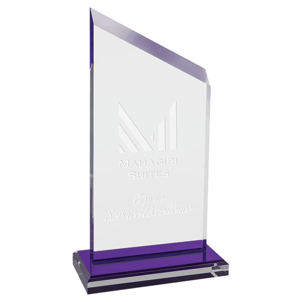 Zenith Series Acrylic with Purple Accents, Base with Purple Mirror Top - Laser Engraved Gift