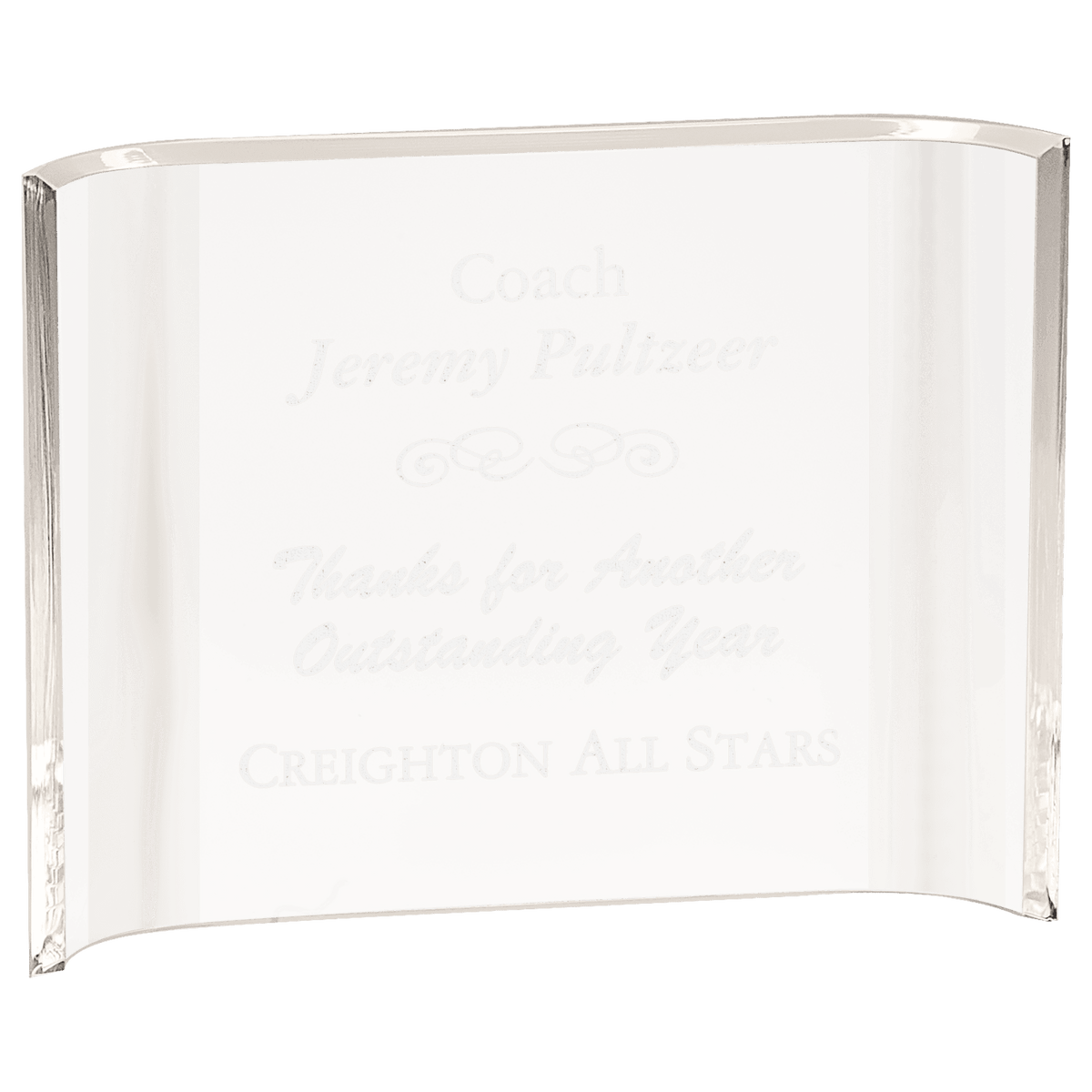 Clear Crescent Acrylic - Laser Engraved Gift