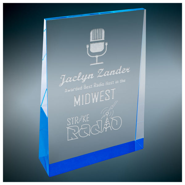 Blue Wedge Acrylic - Custom Engraved Award