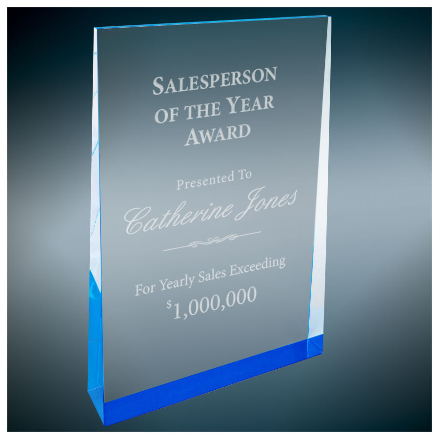 Blue Wedge Acrylic - Custom Engraved Award