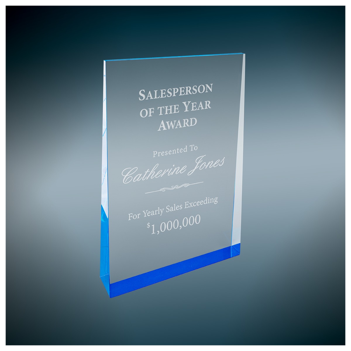 Blue Wedge Acrylic - Custom Engraved Award