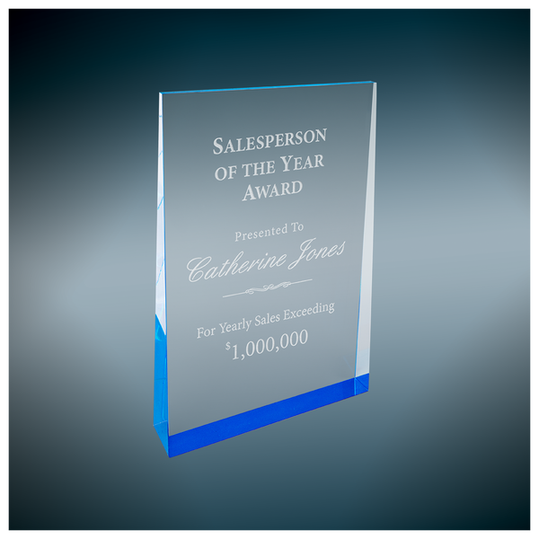 Blue Wedge Acrylic - Custom Engraved Award
