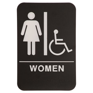 Black-White Women (w/wheelchair) Accessible Restroom Sign - ADA Compliant Sign
